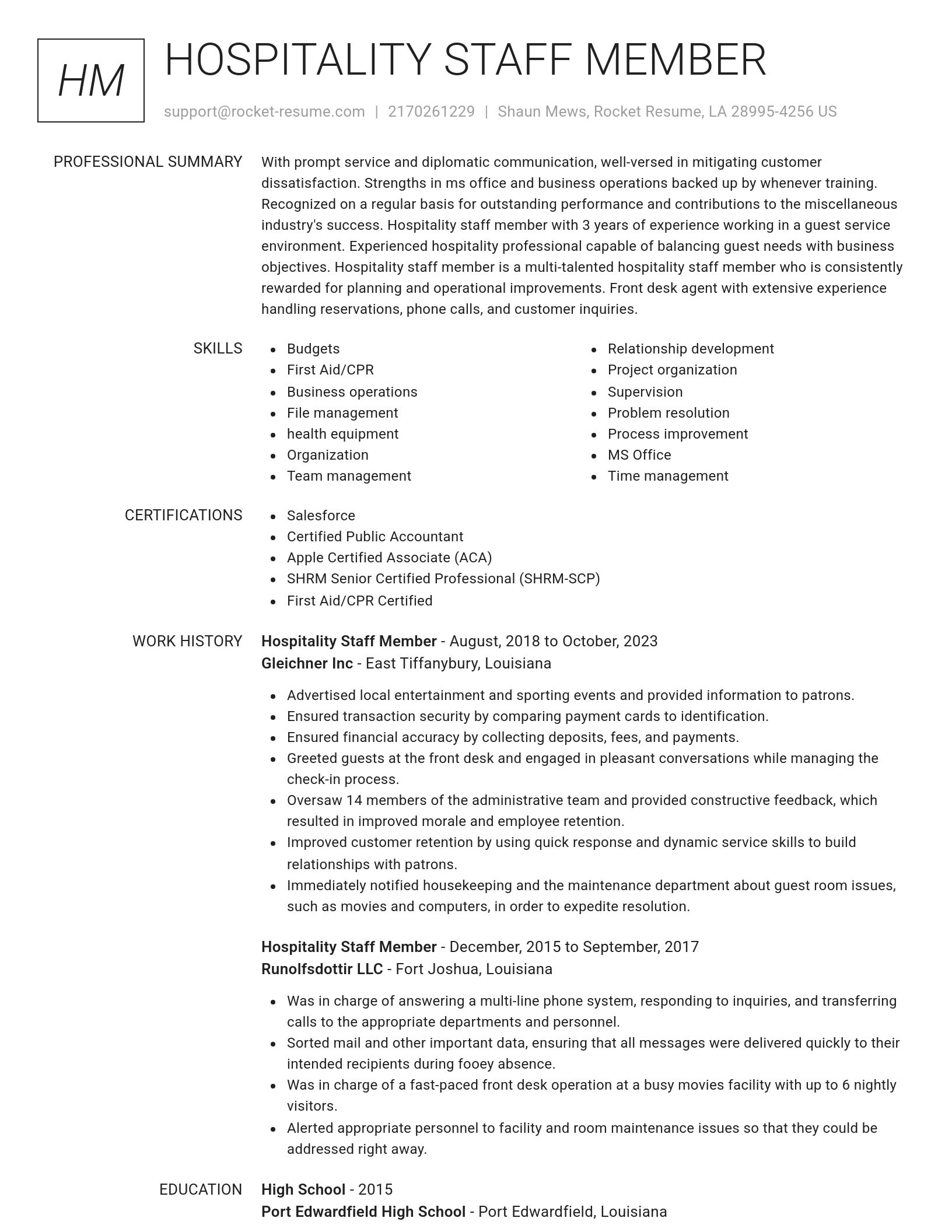 Renowned resume template