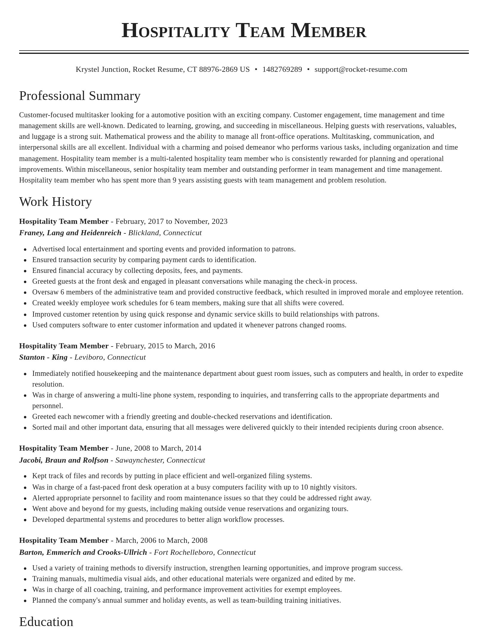 Classic resume template