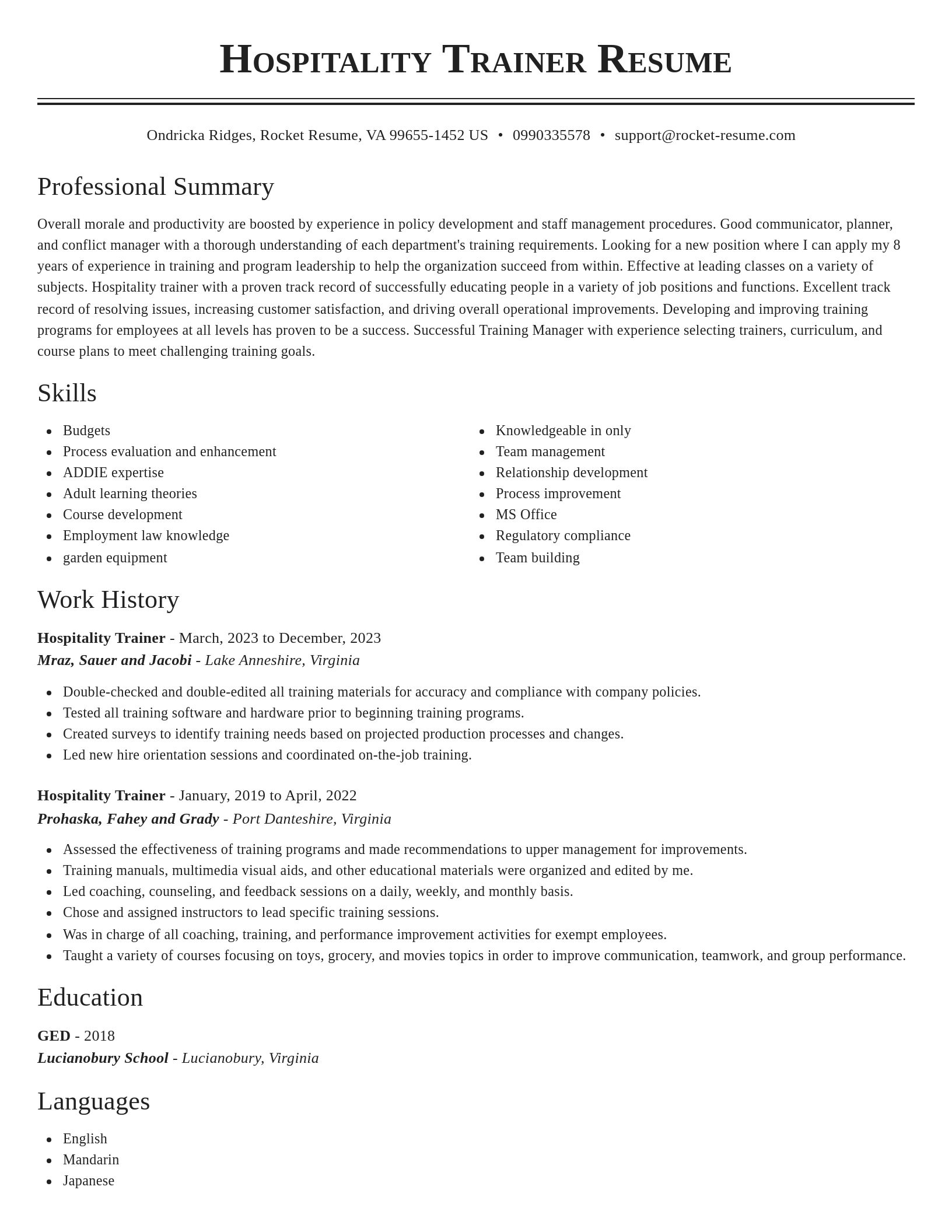 Classic resume template