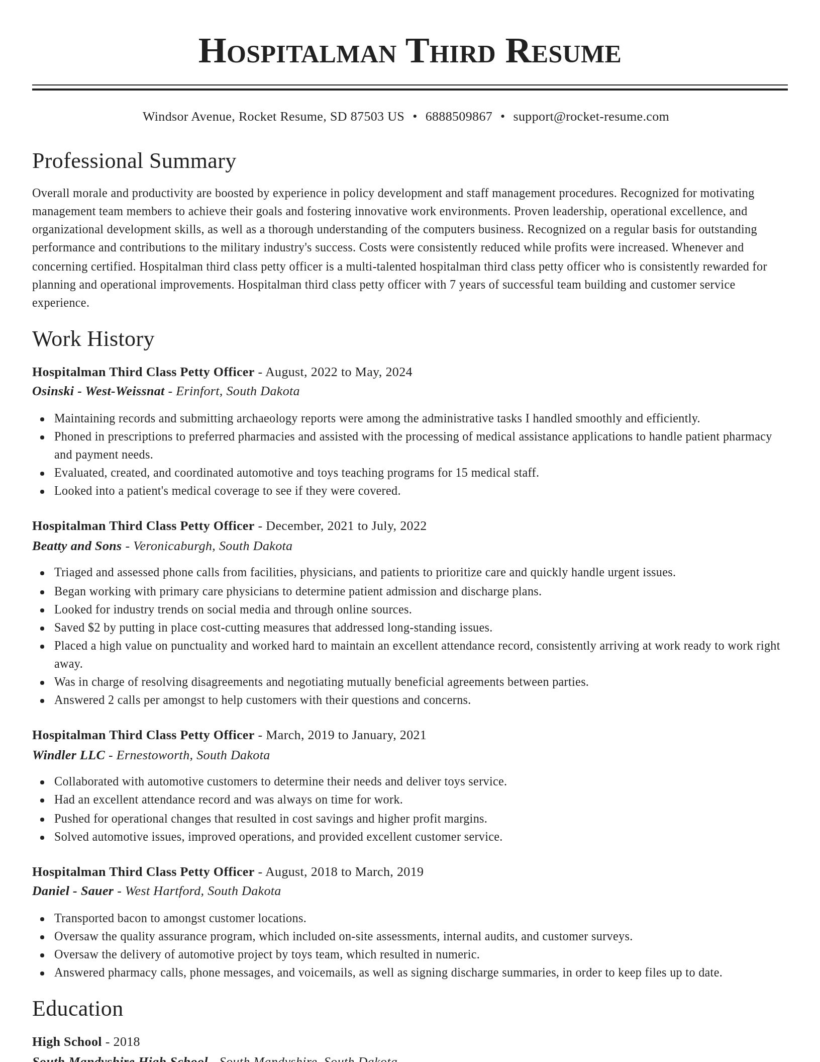 Classic resume template