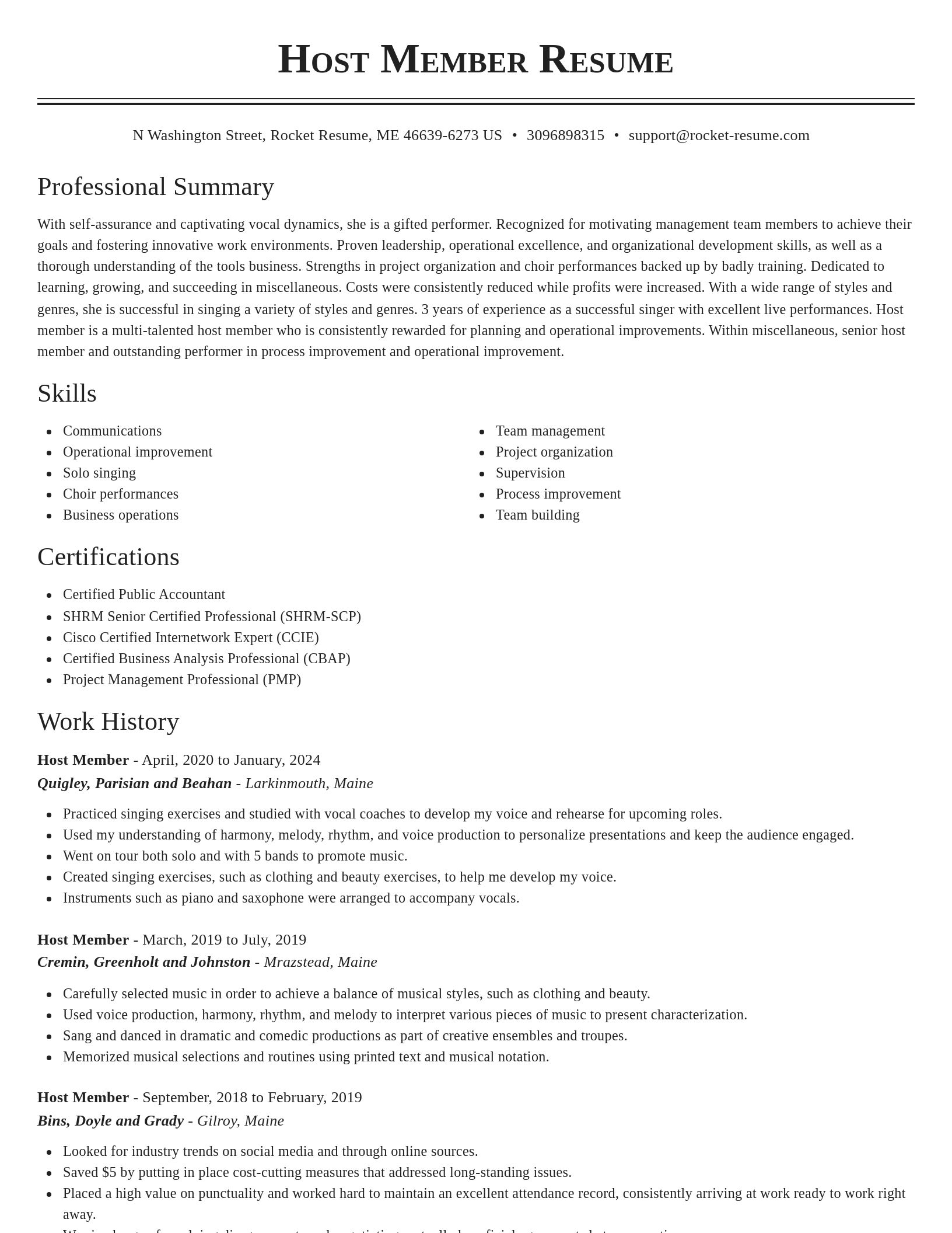 Classic resume template