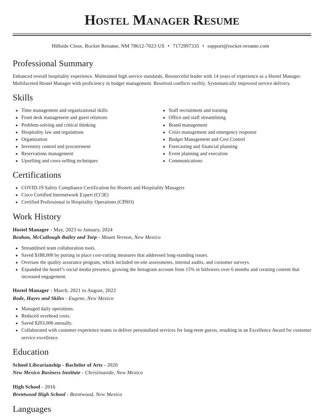Classic resume template