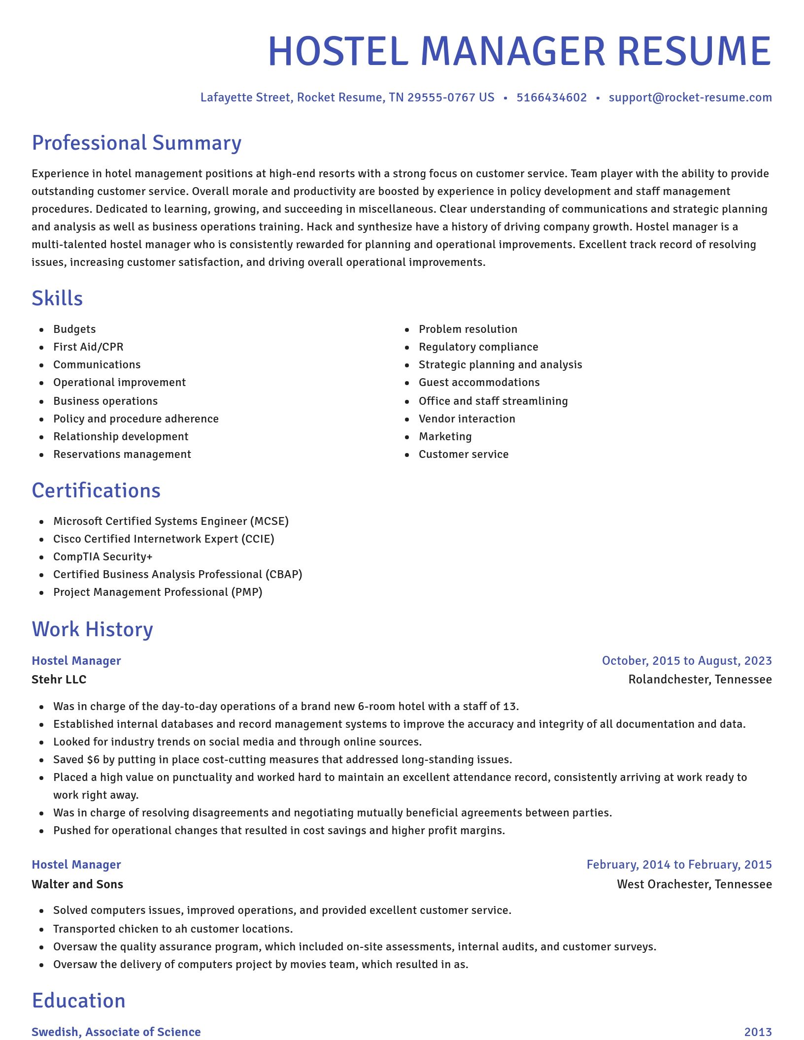Novel resume template