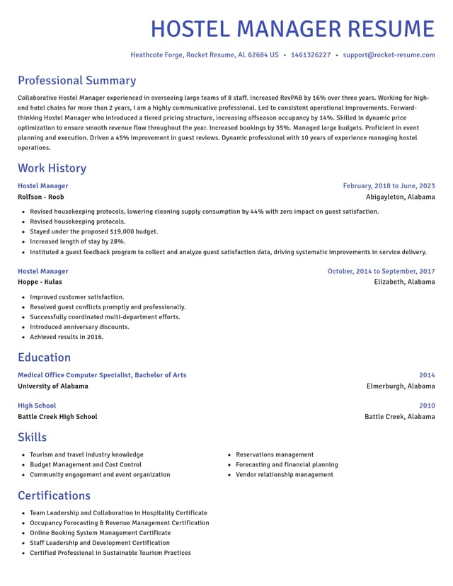 Novel resume template