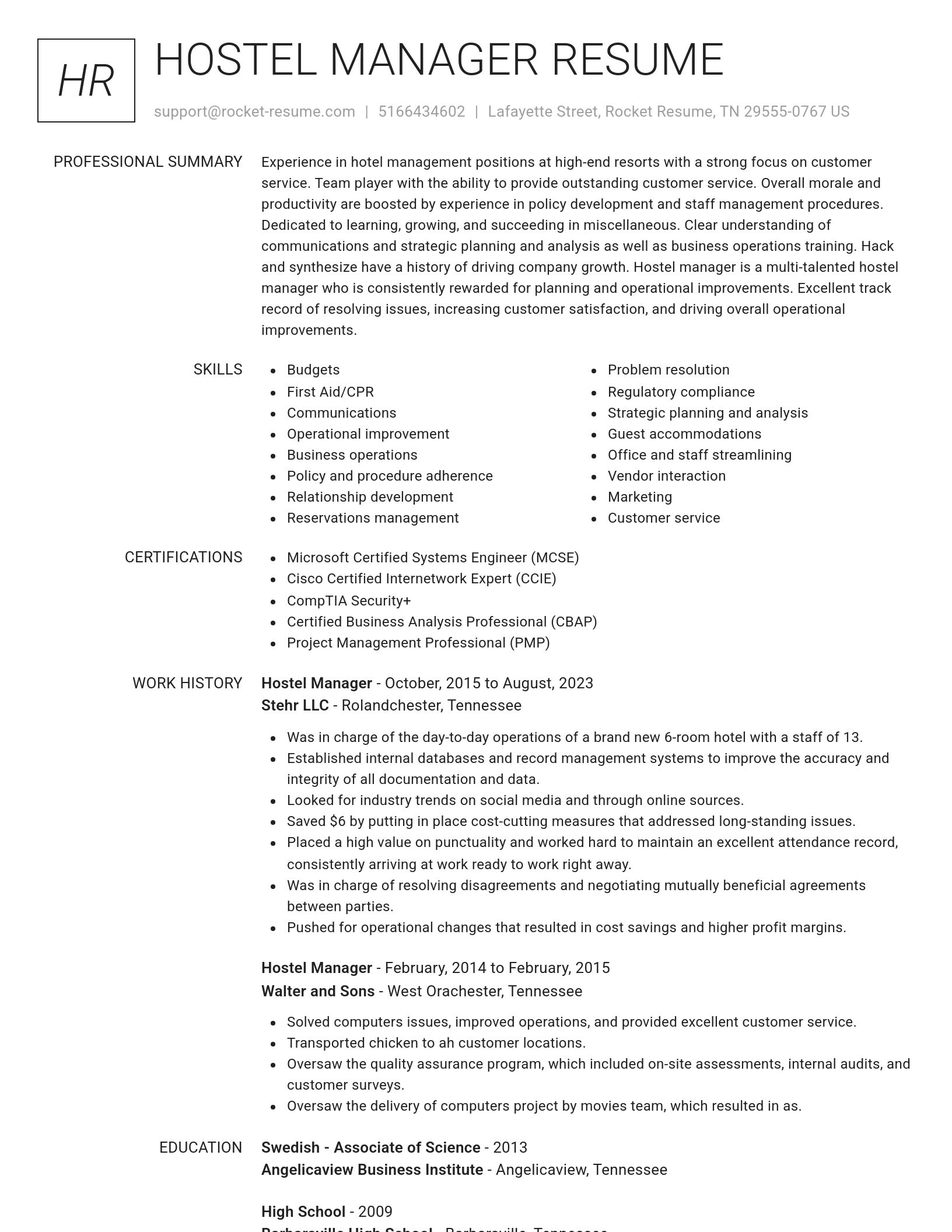 Renowned resume template