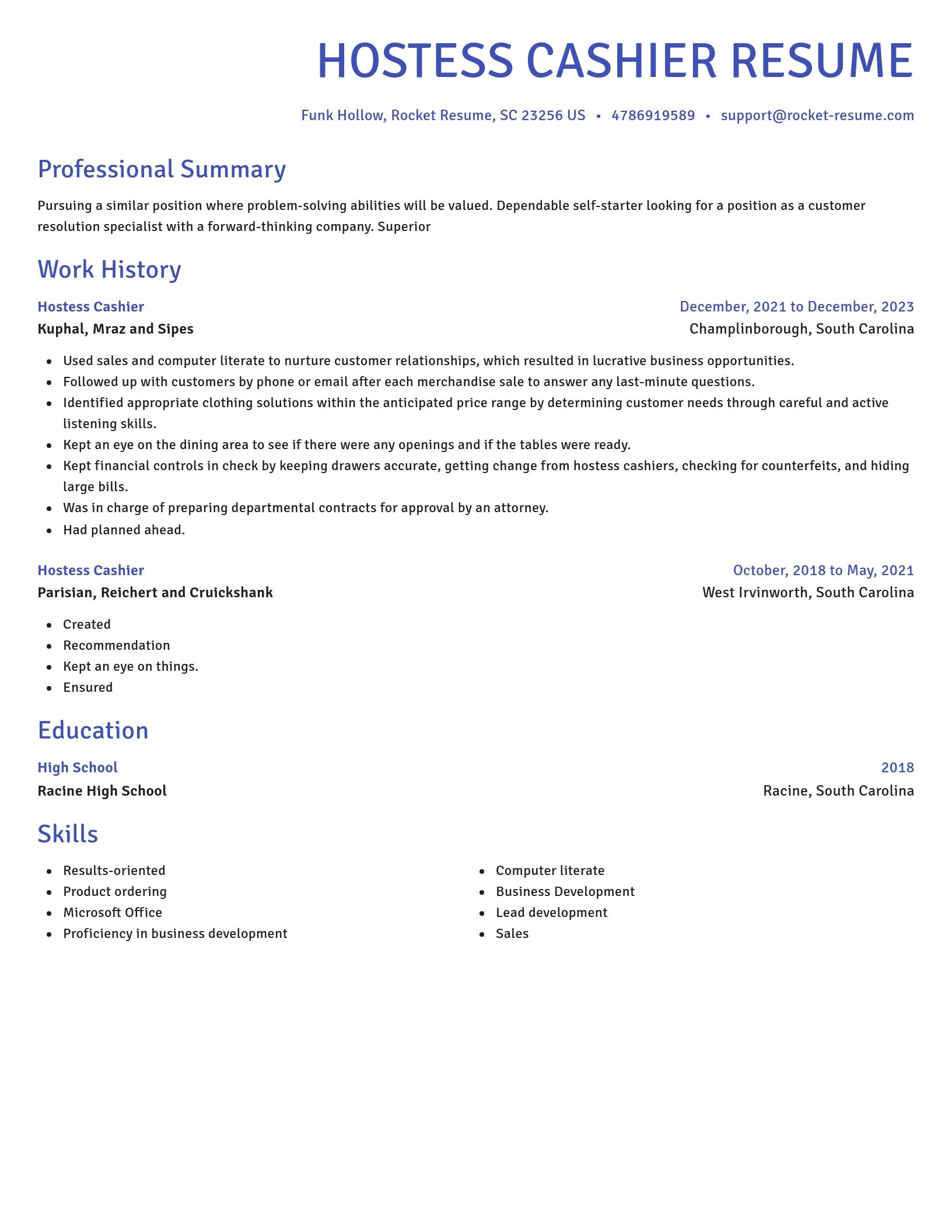 Novel resume template