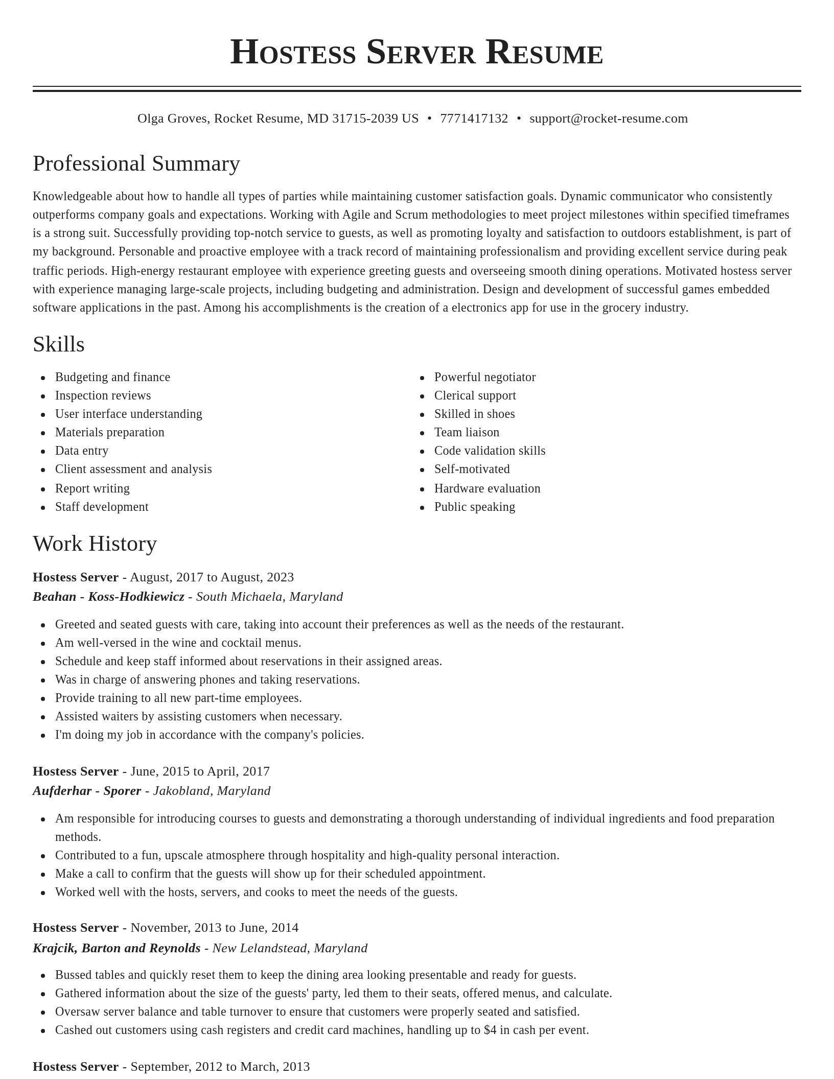 Classic resume template