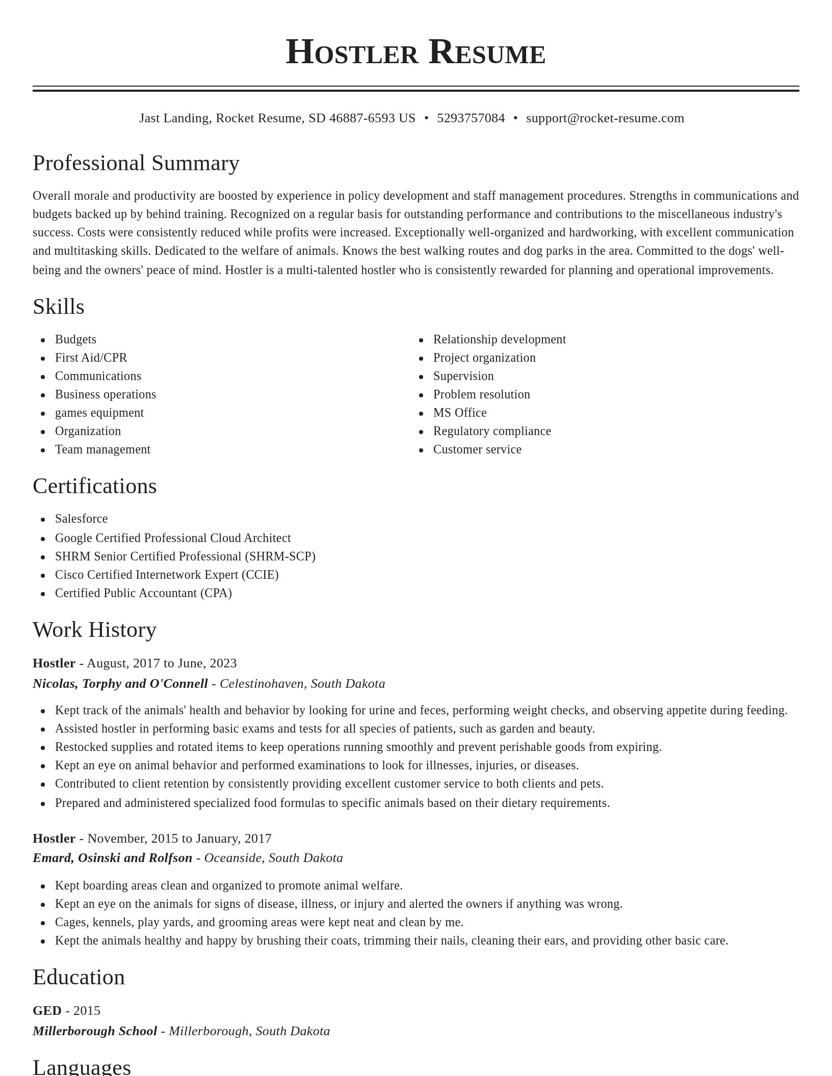 Classic resume template