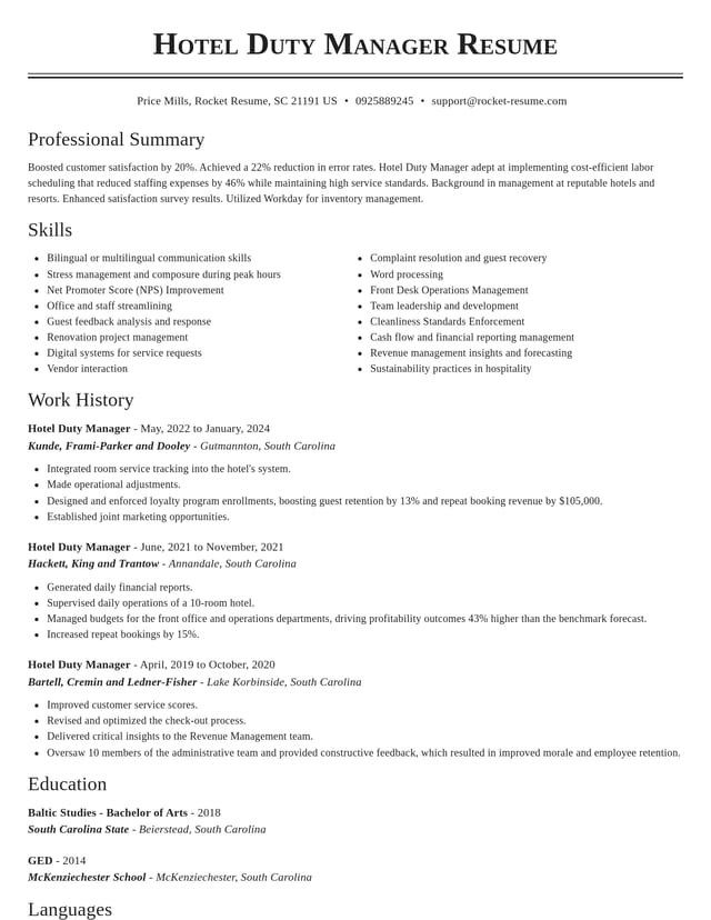 Classic resume template