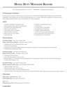 Hotel Duty Manager resume template