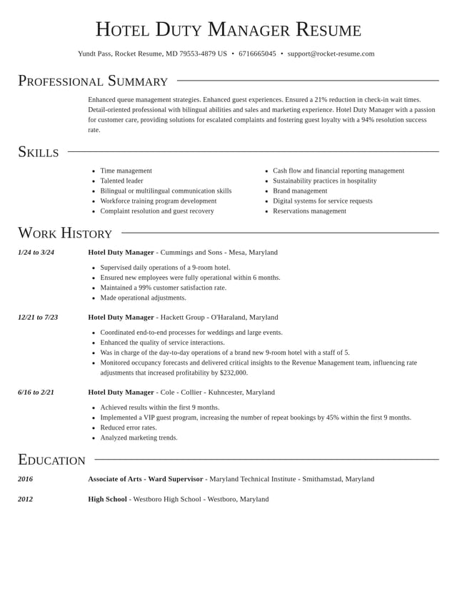 Director resume template