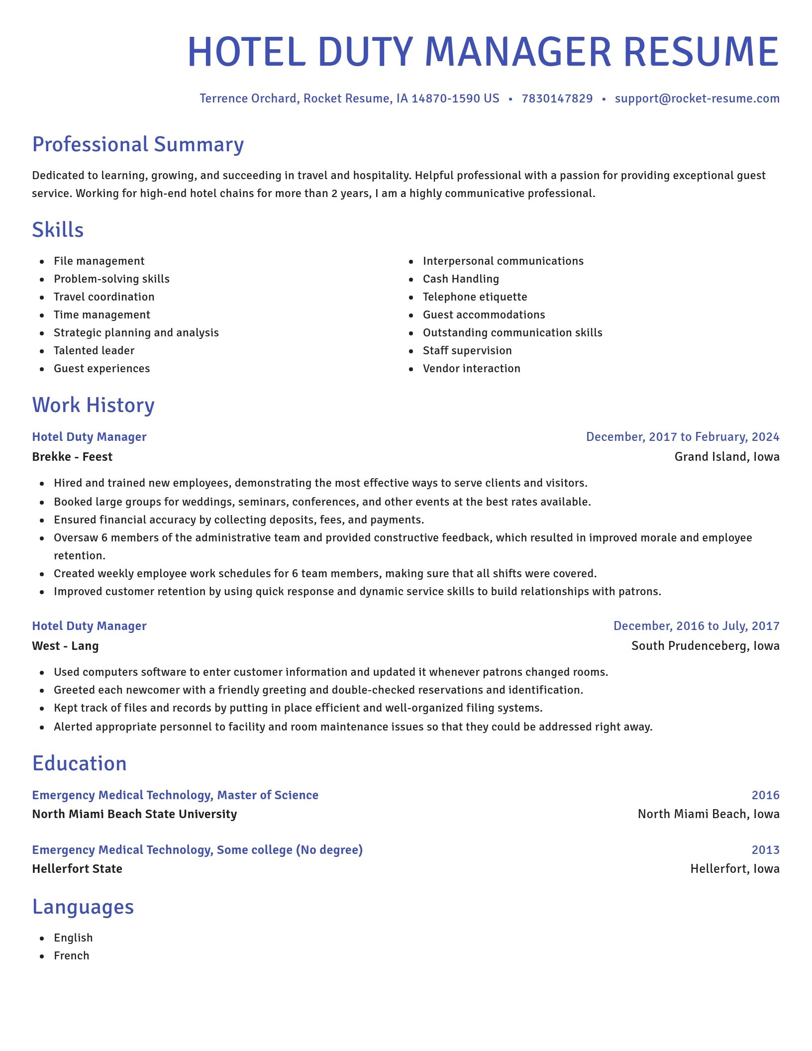 Novel resume template