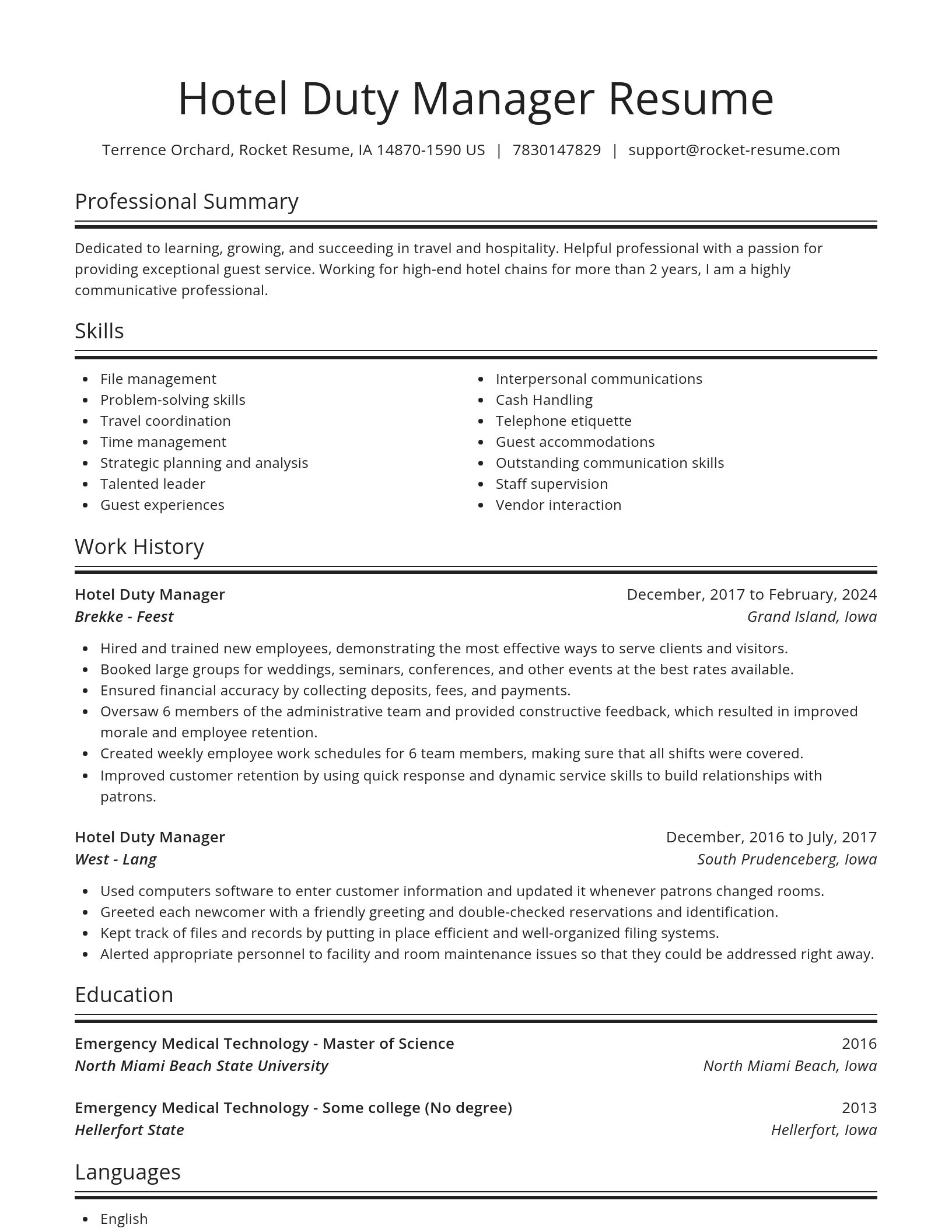 Spotlight resume template