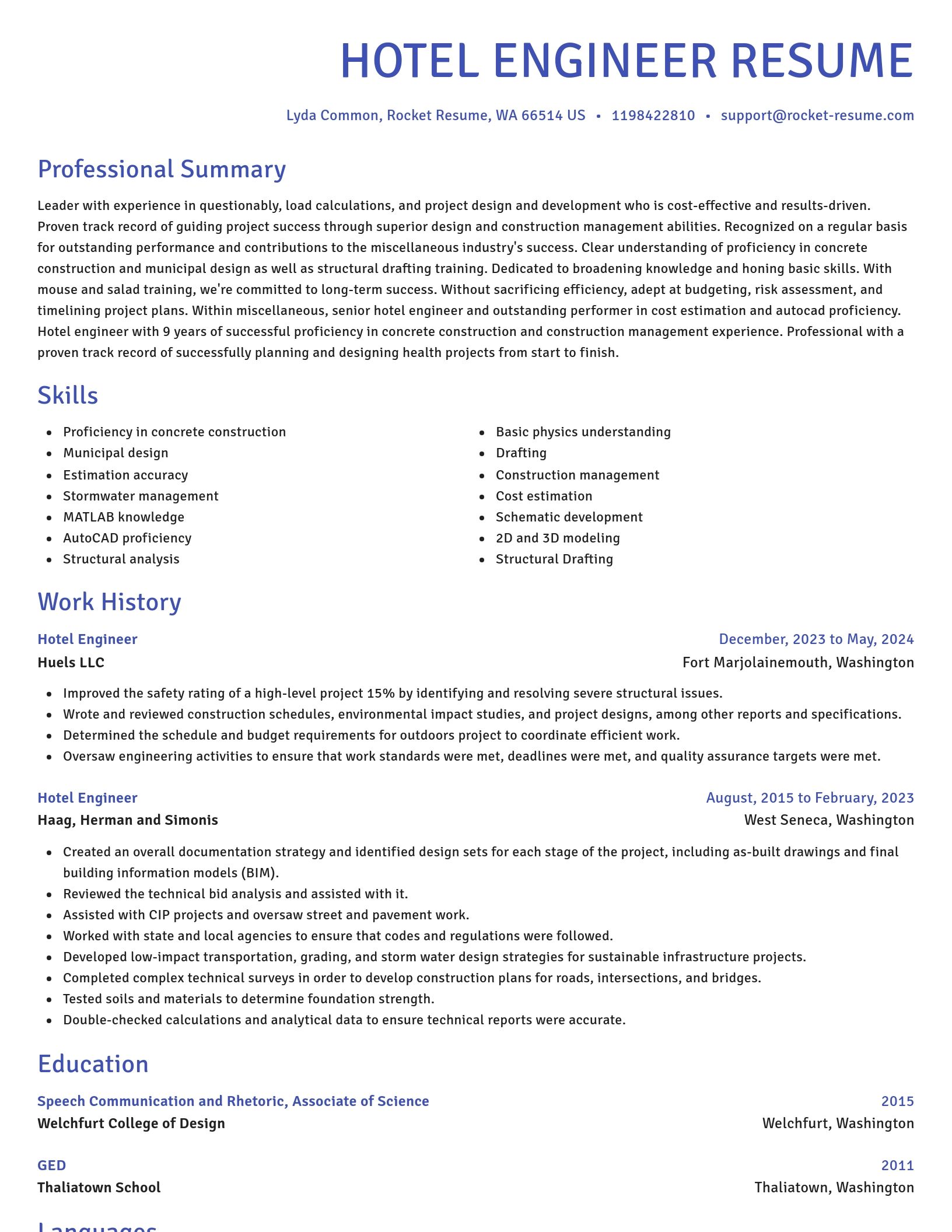 Novel resume template