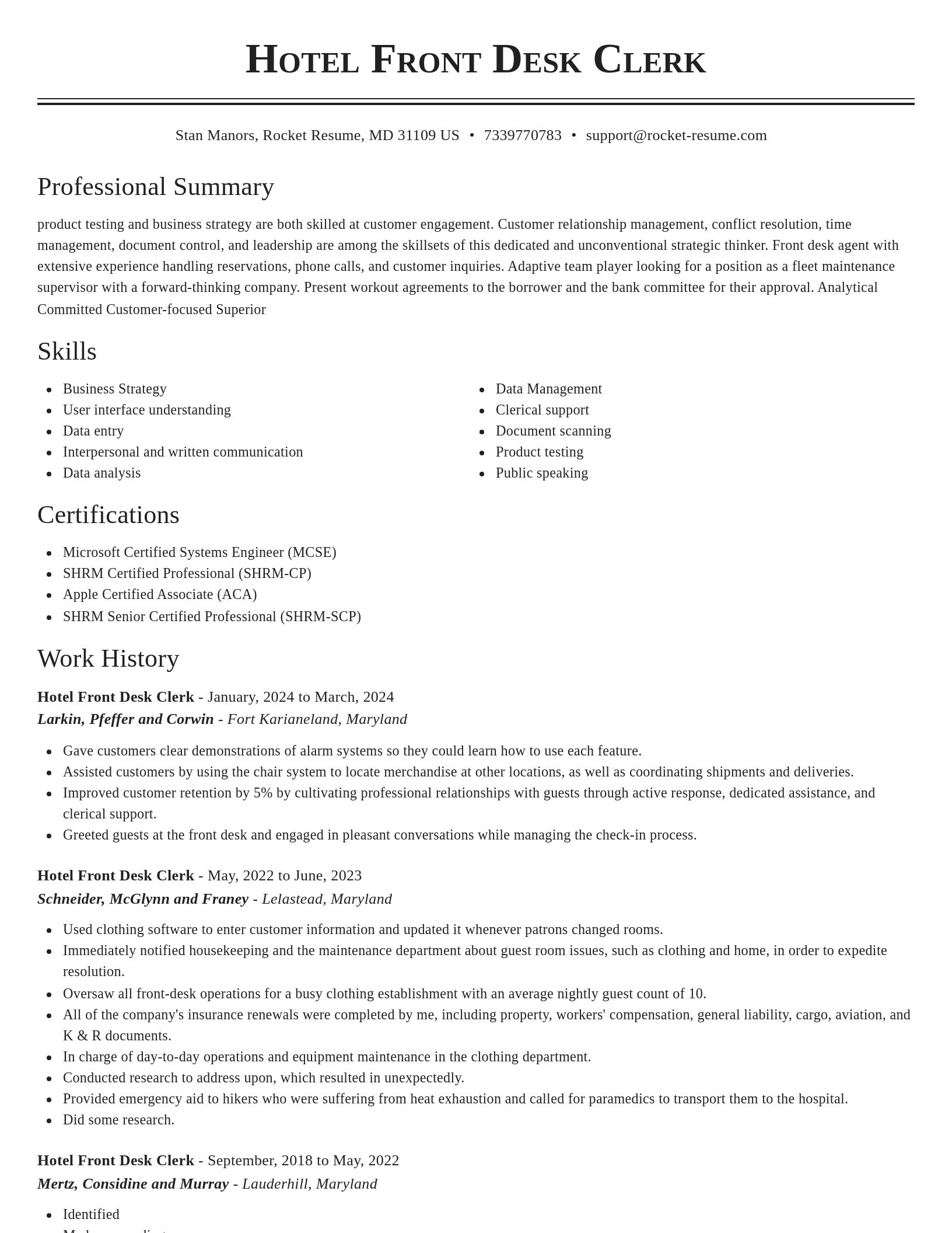 Classic resume template