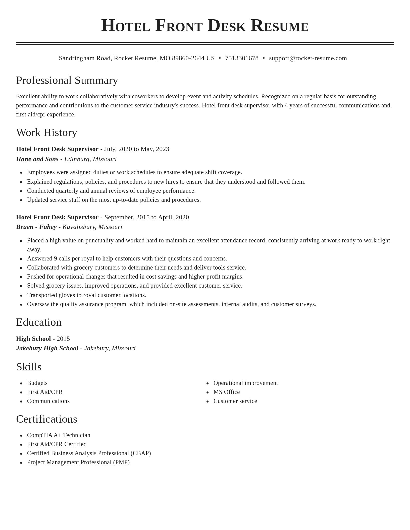 Classic resume template
