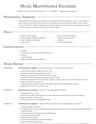 Hotel Maintenance Engineer resume template