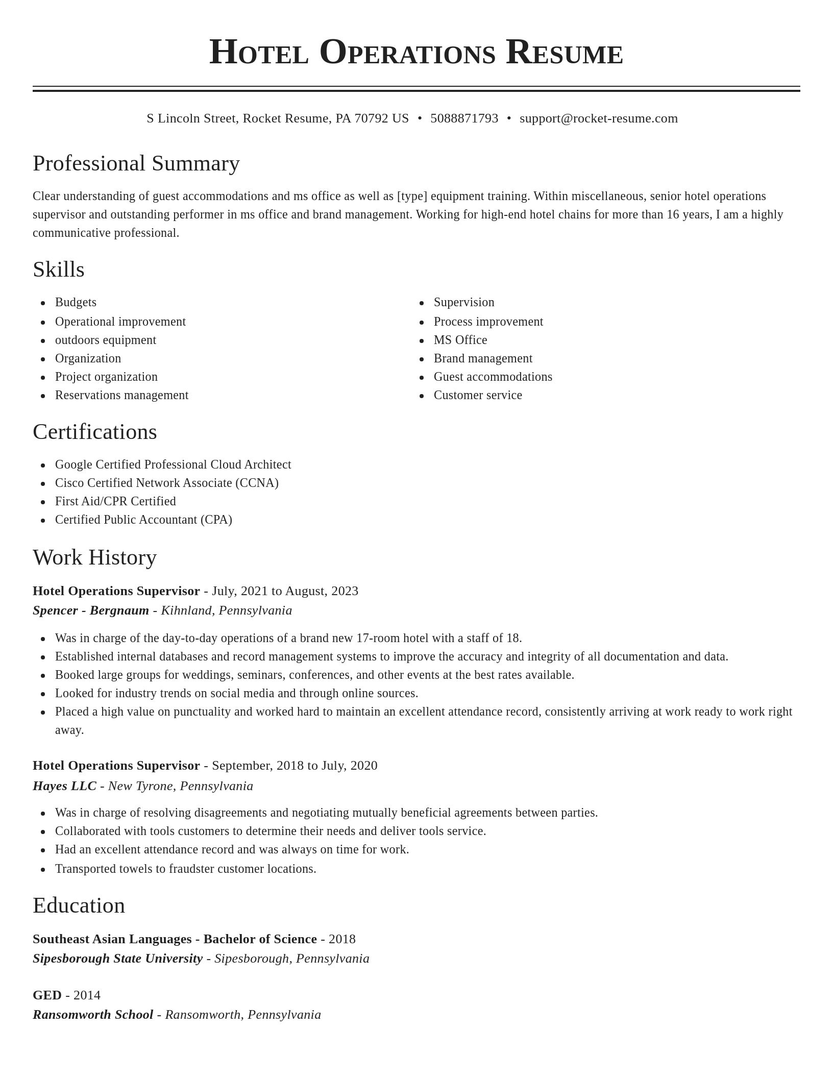 Classic resume template
