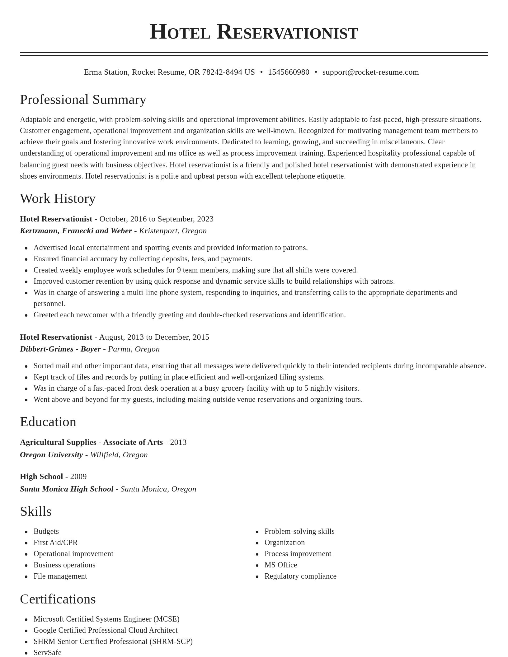 Classic resume template