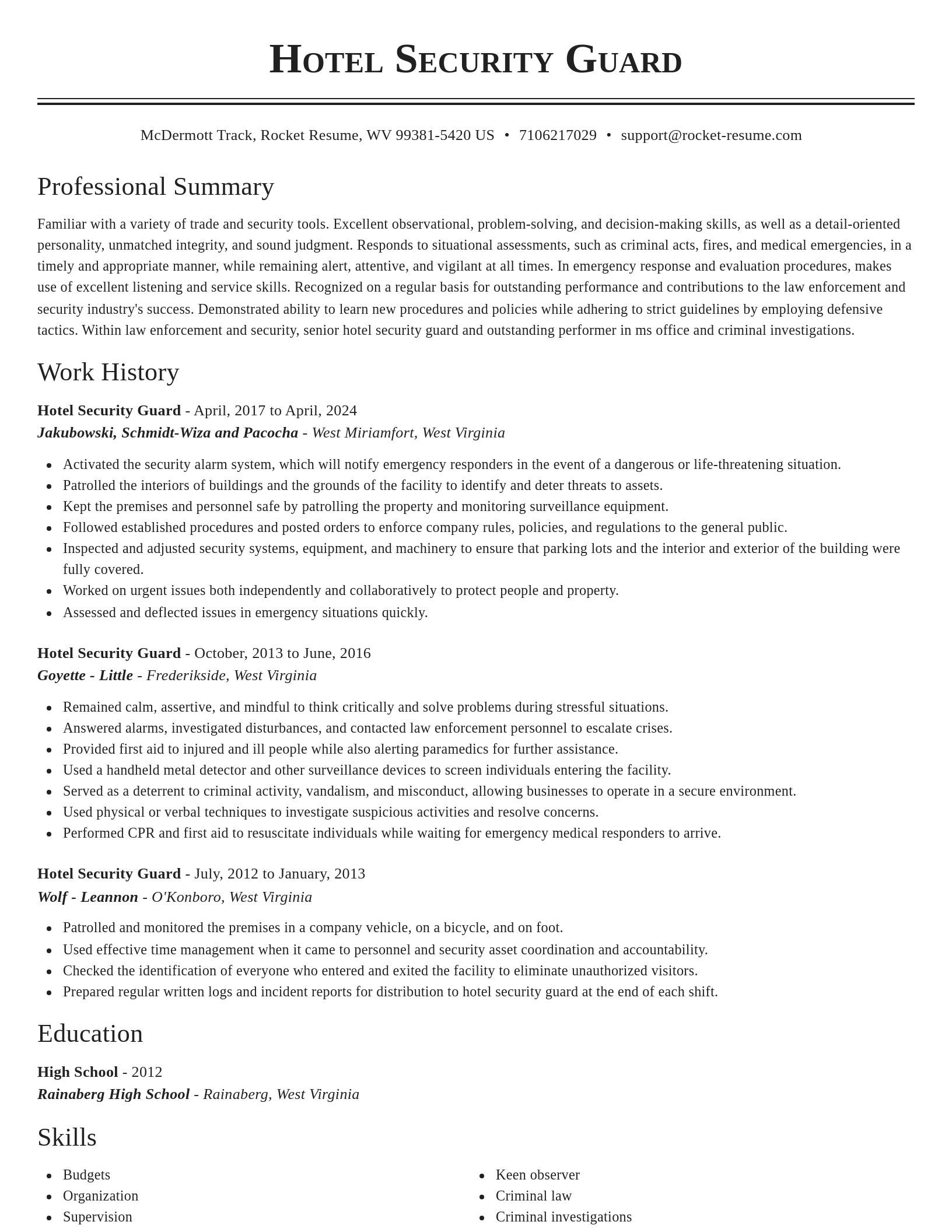 Classic resume template