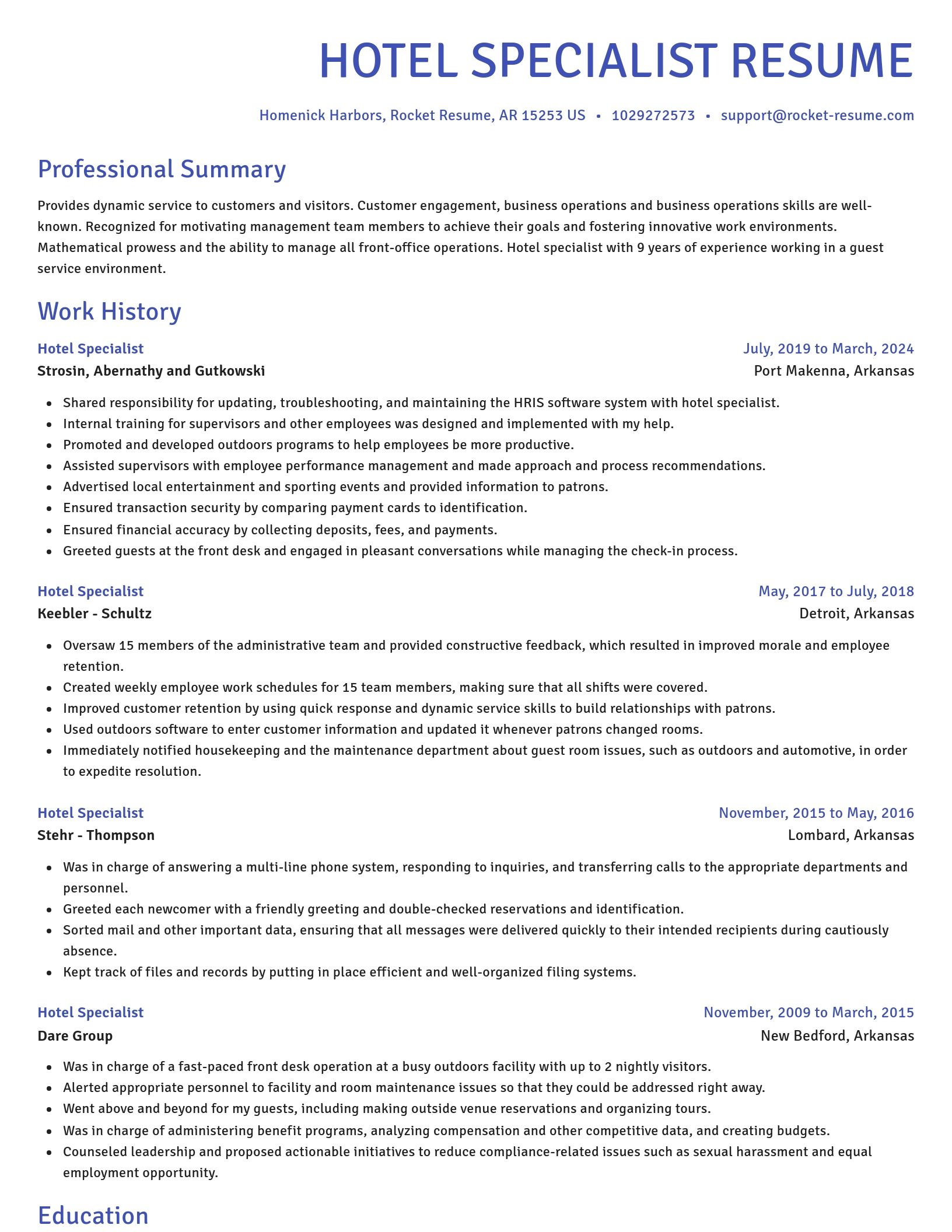 Novel resume template