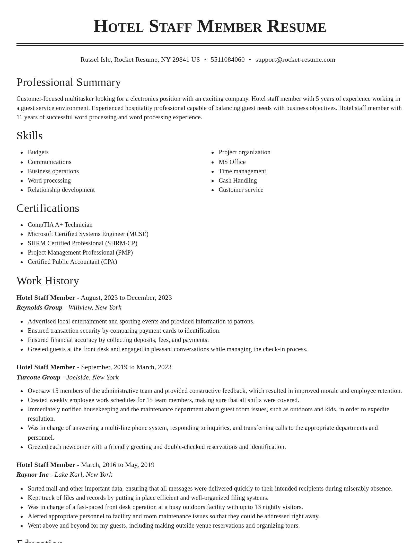 Classic resume template