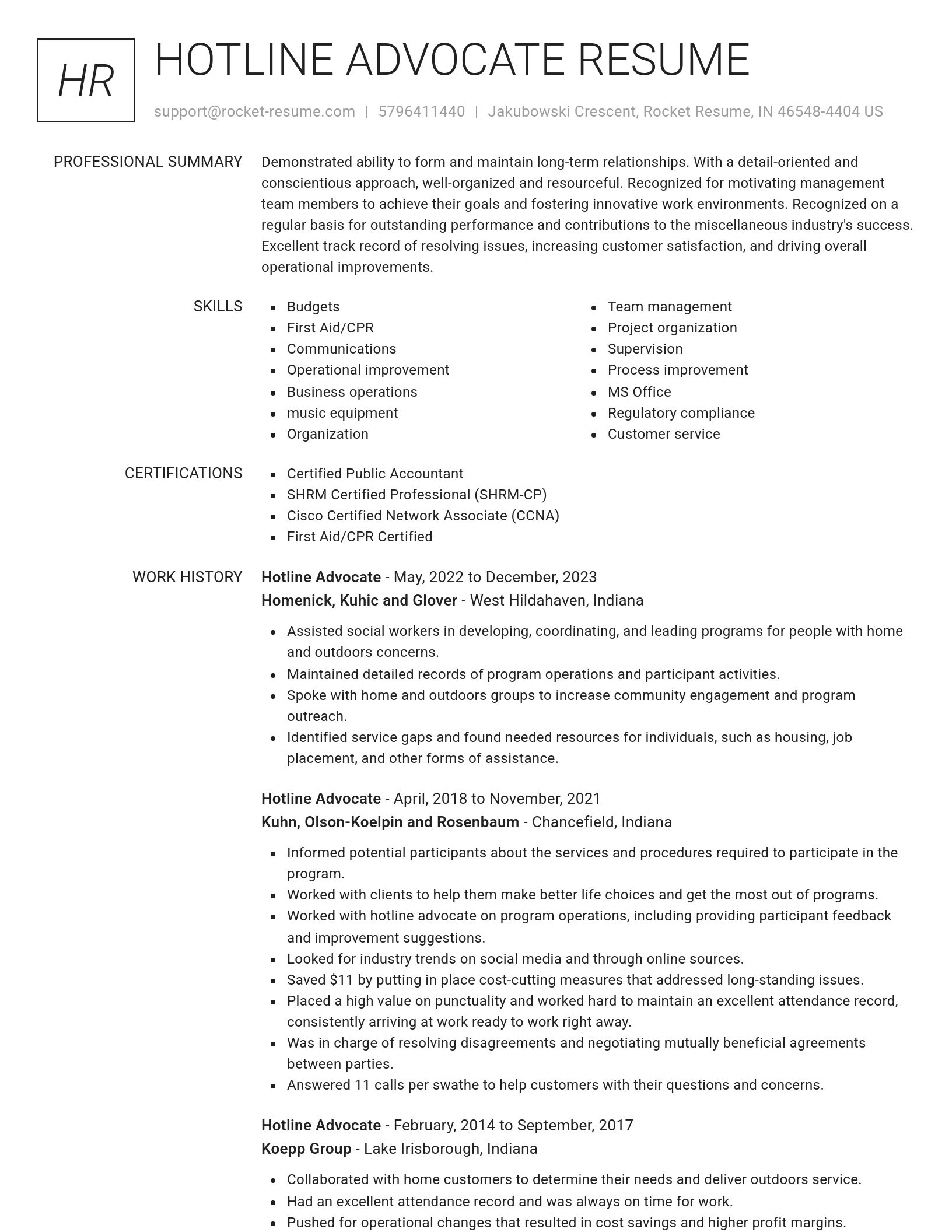 Renowned resume template