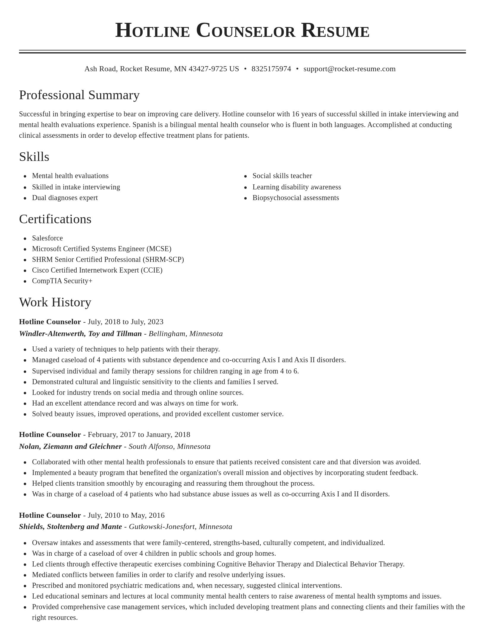 Classic resume template