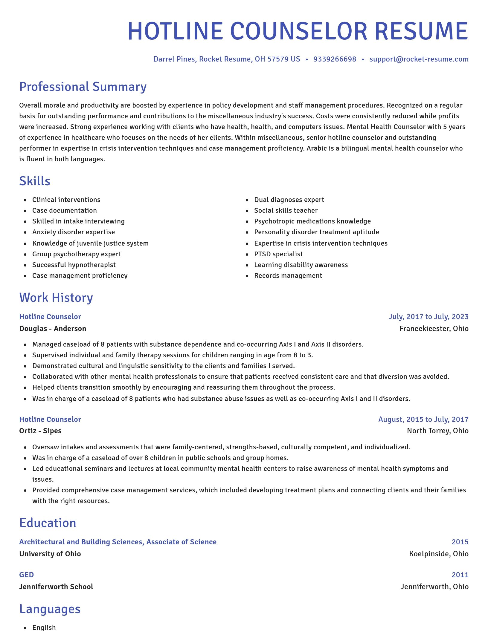 Novel resume template