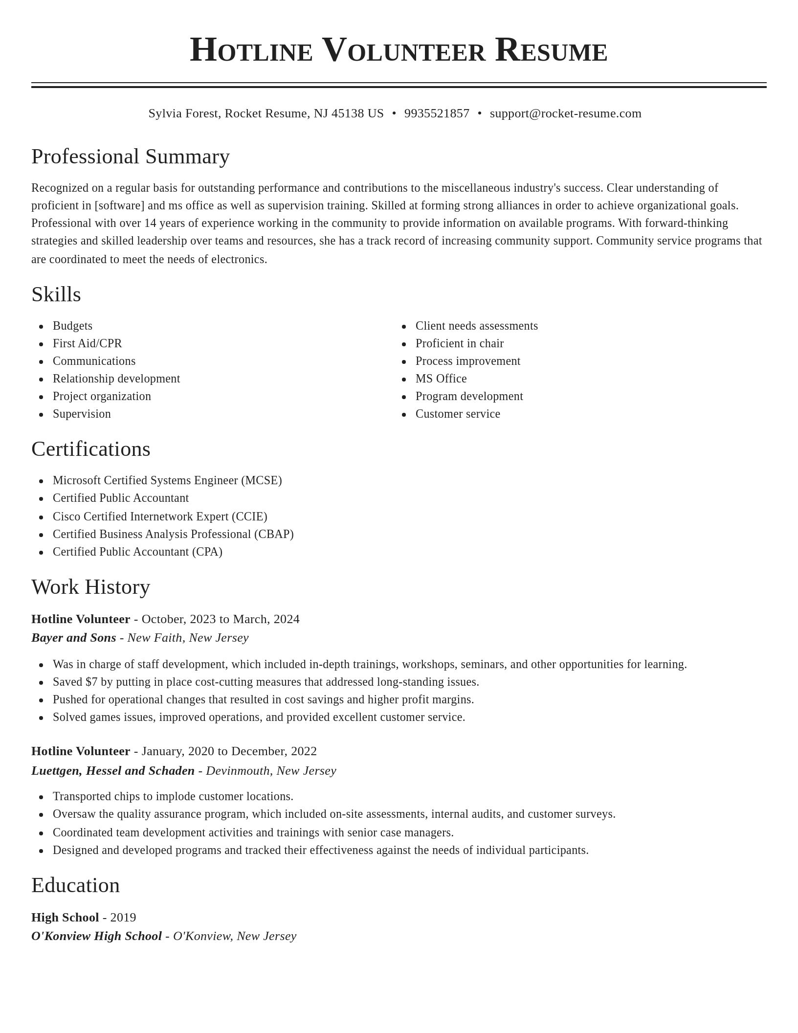 Classic resume template