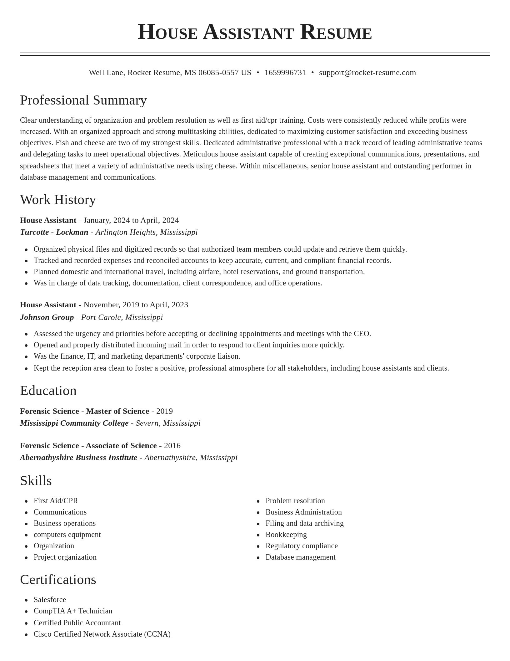 Classic resume template