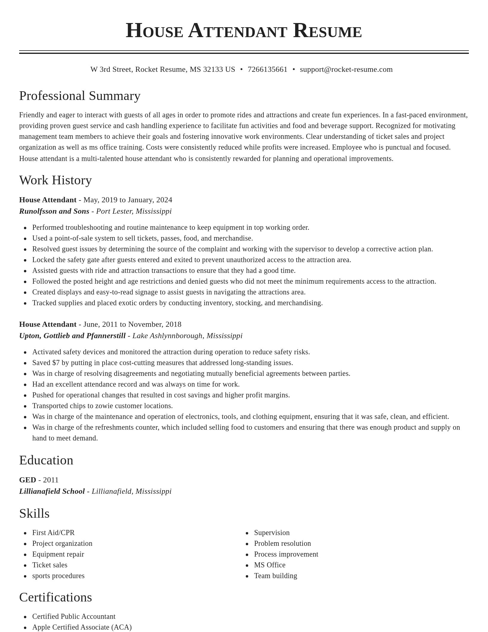 Classic resume template
