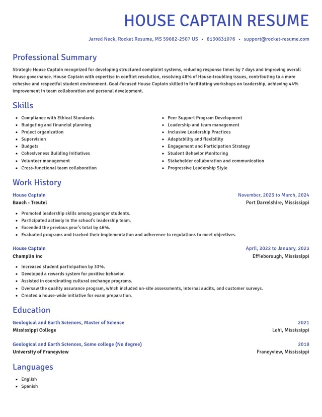 Novel resume template