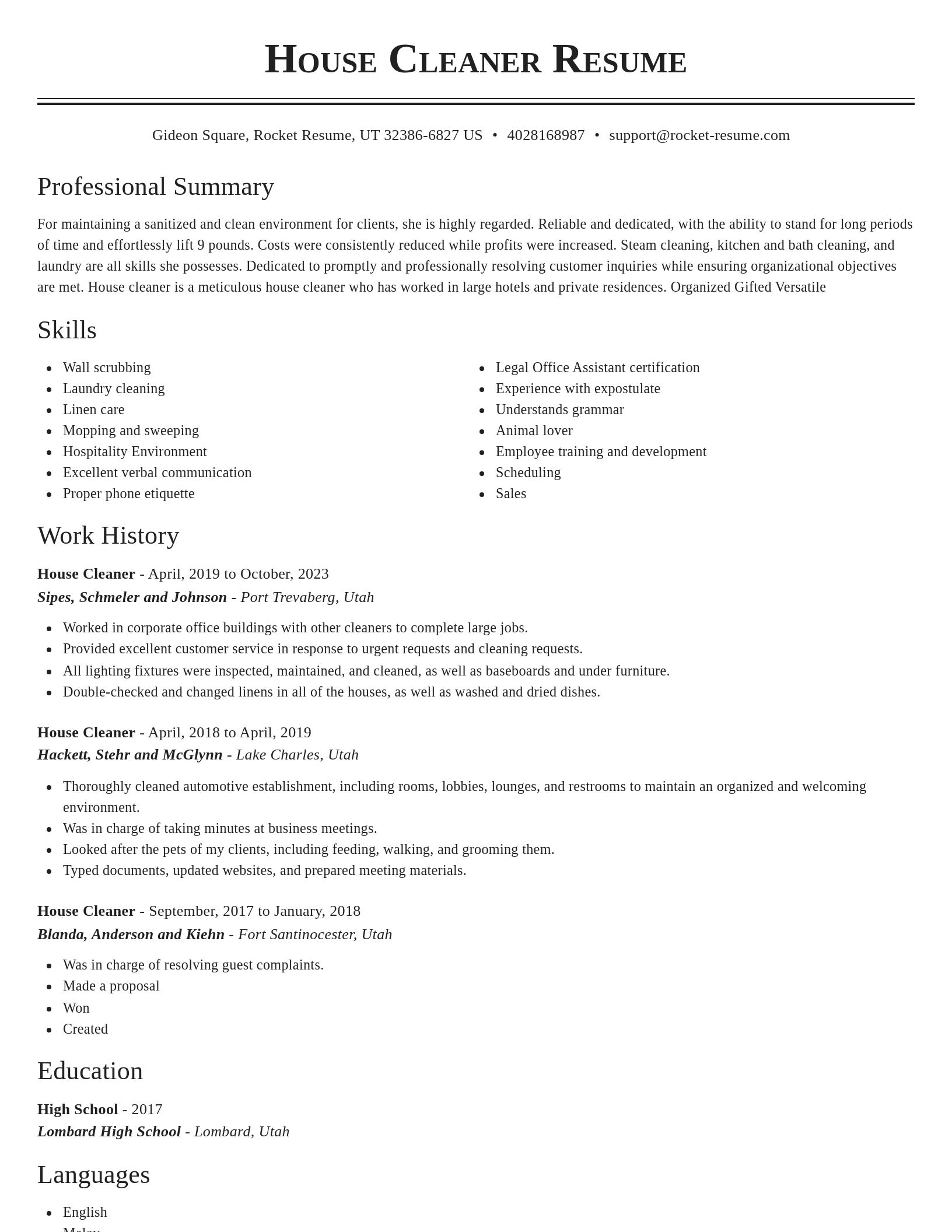 Classic resume template