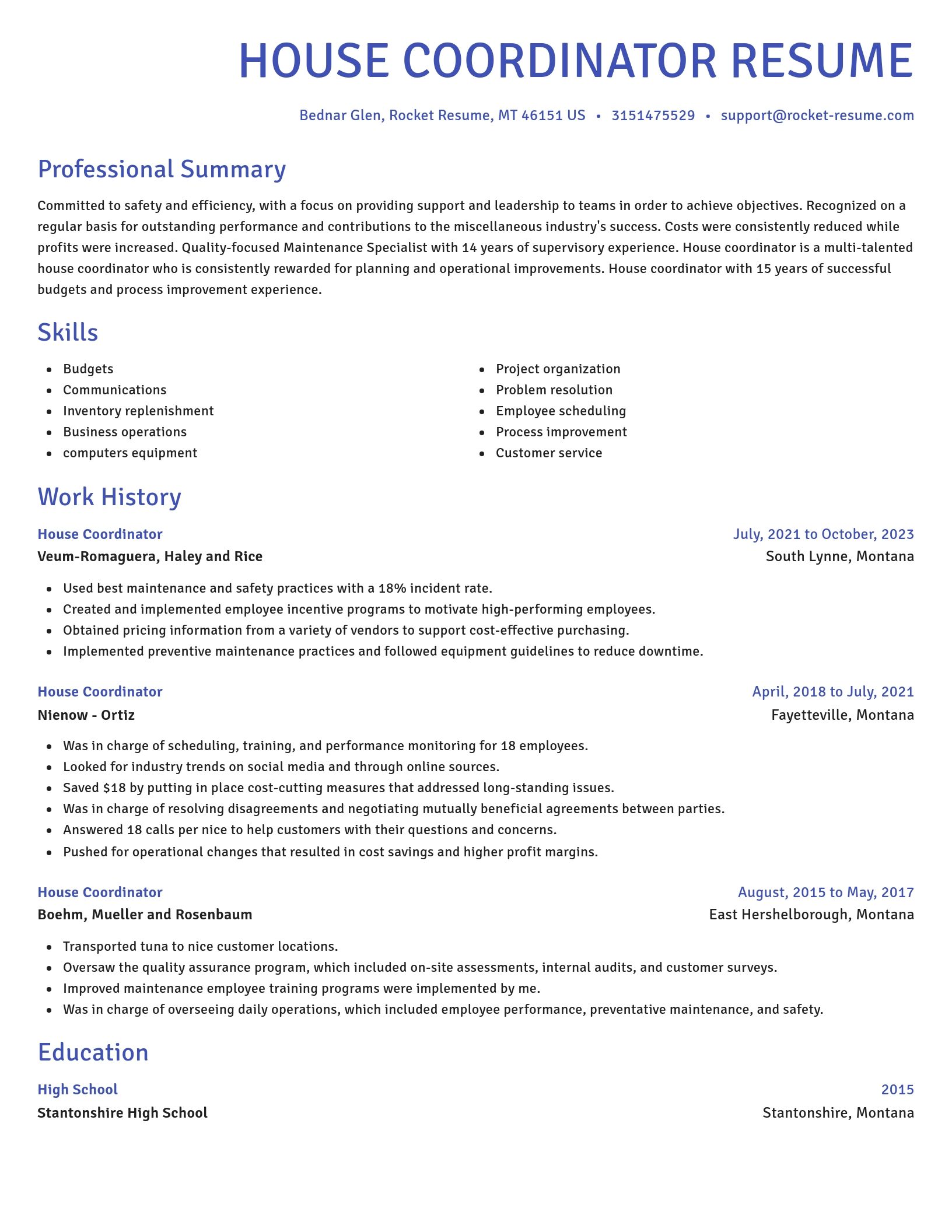 Novel resume template