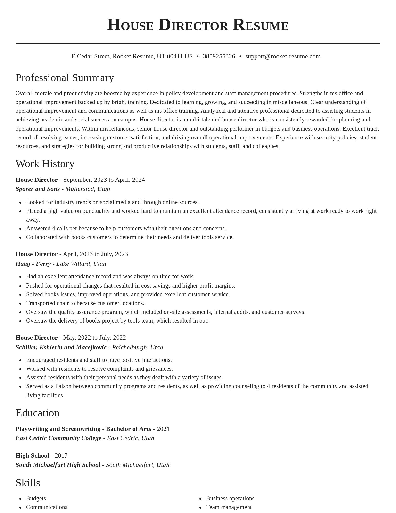 Classic resume template