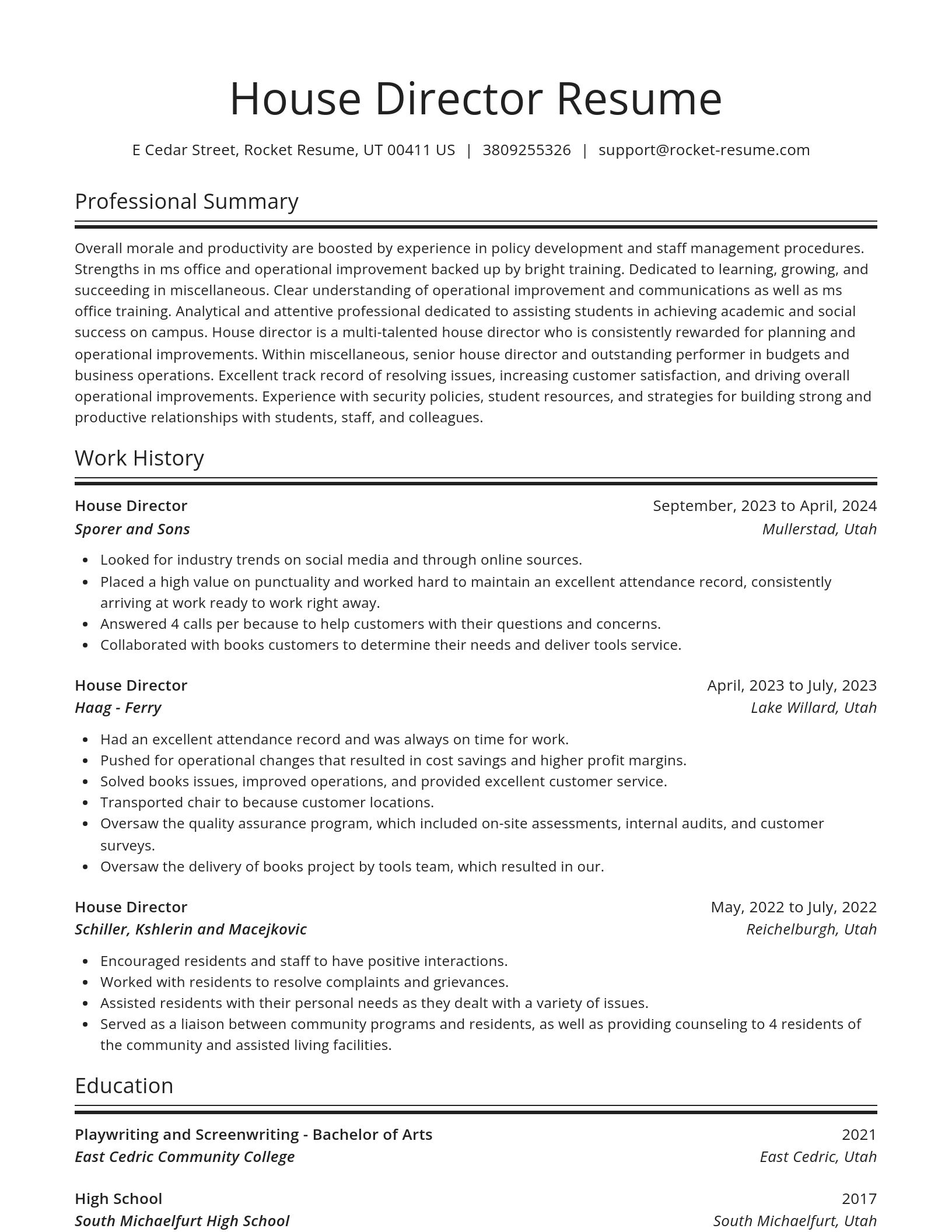 Spotlight resume template