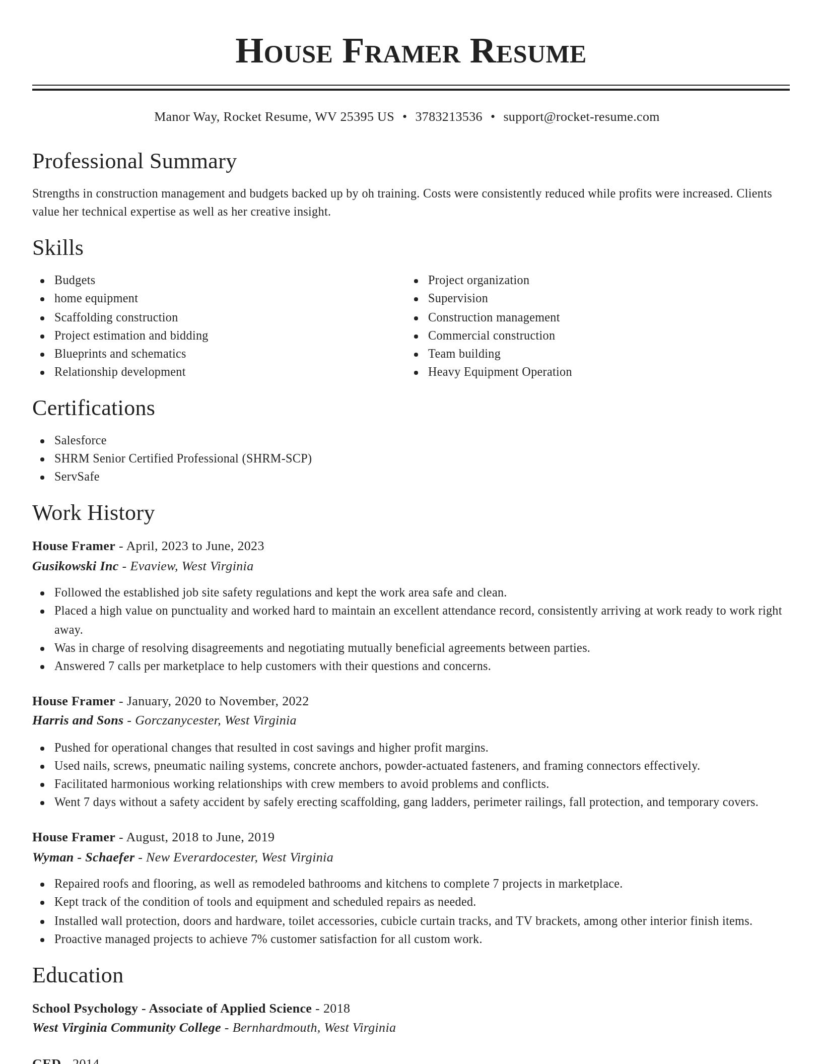 Classic resume template