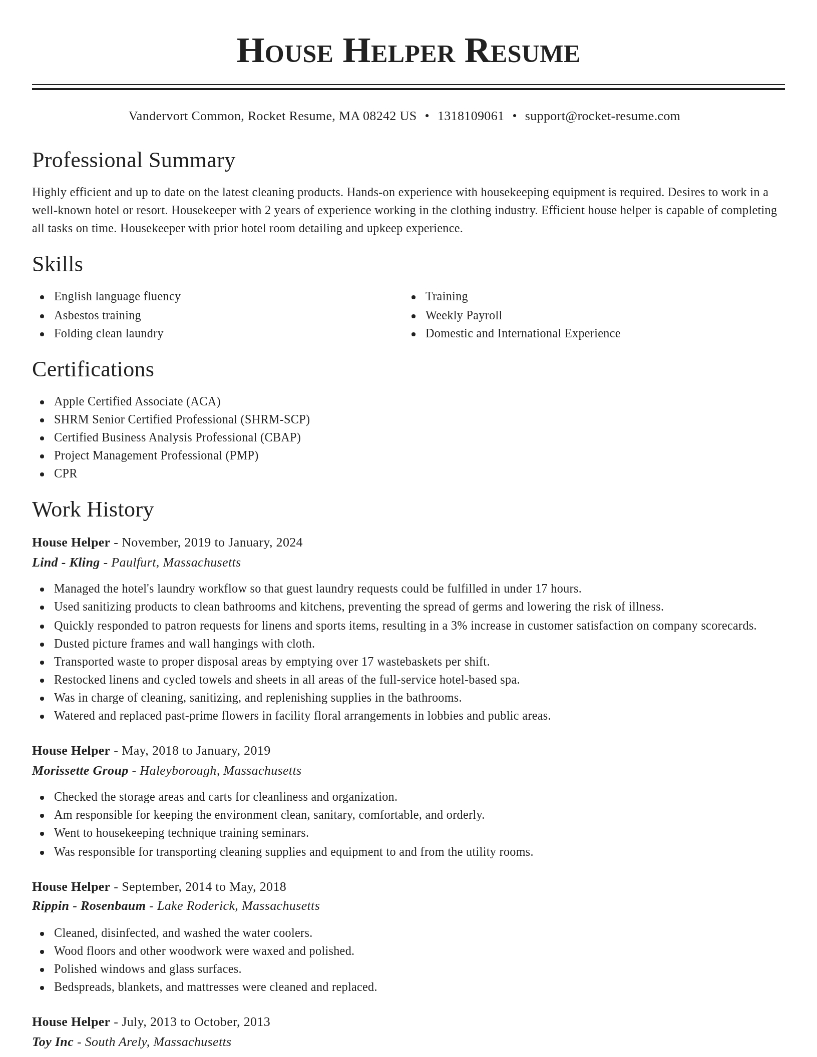 Classic resume template