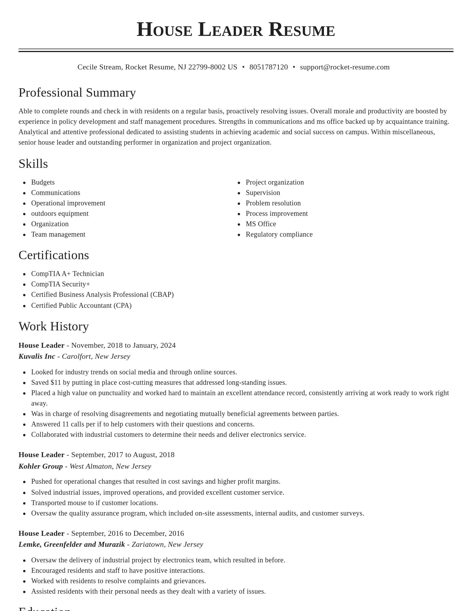 Classic resume template