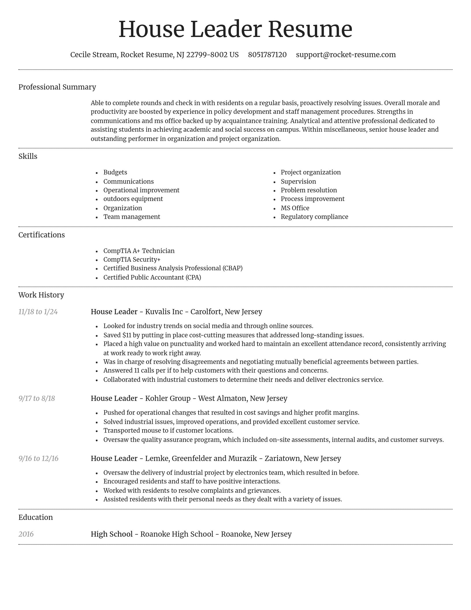 Dignified resume template