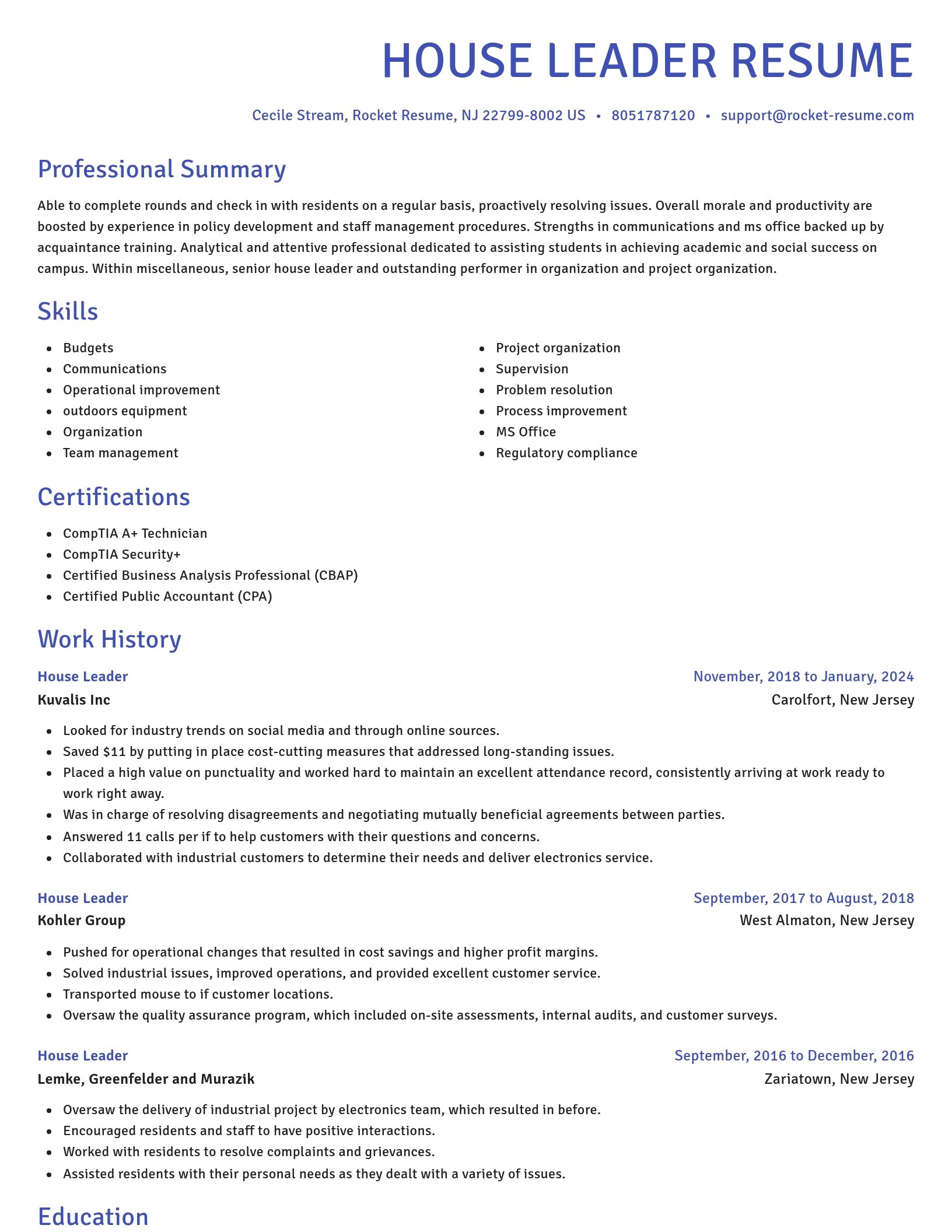Novel resume template