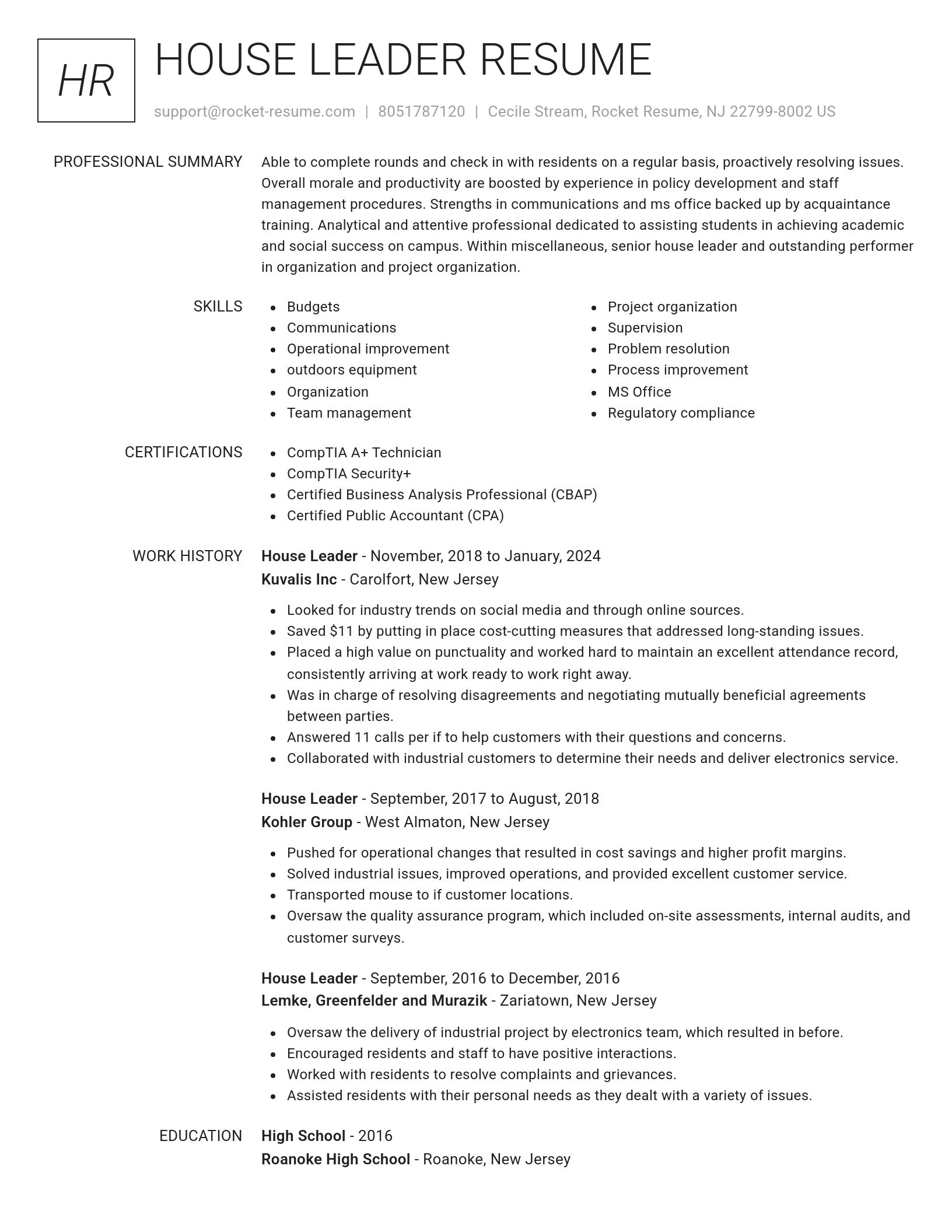 Renowned resume template