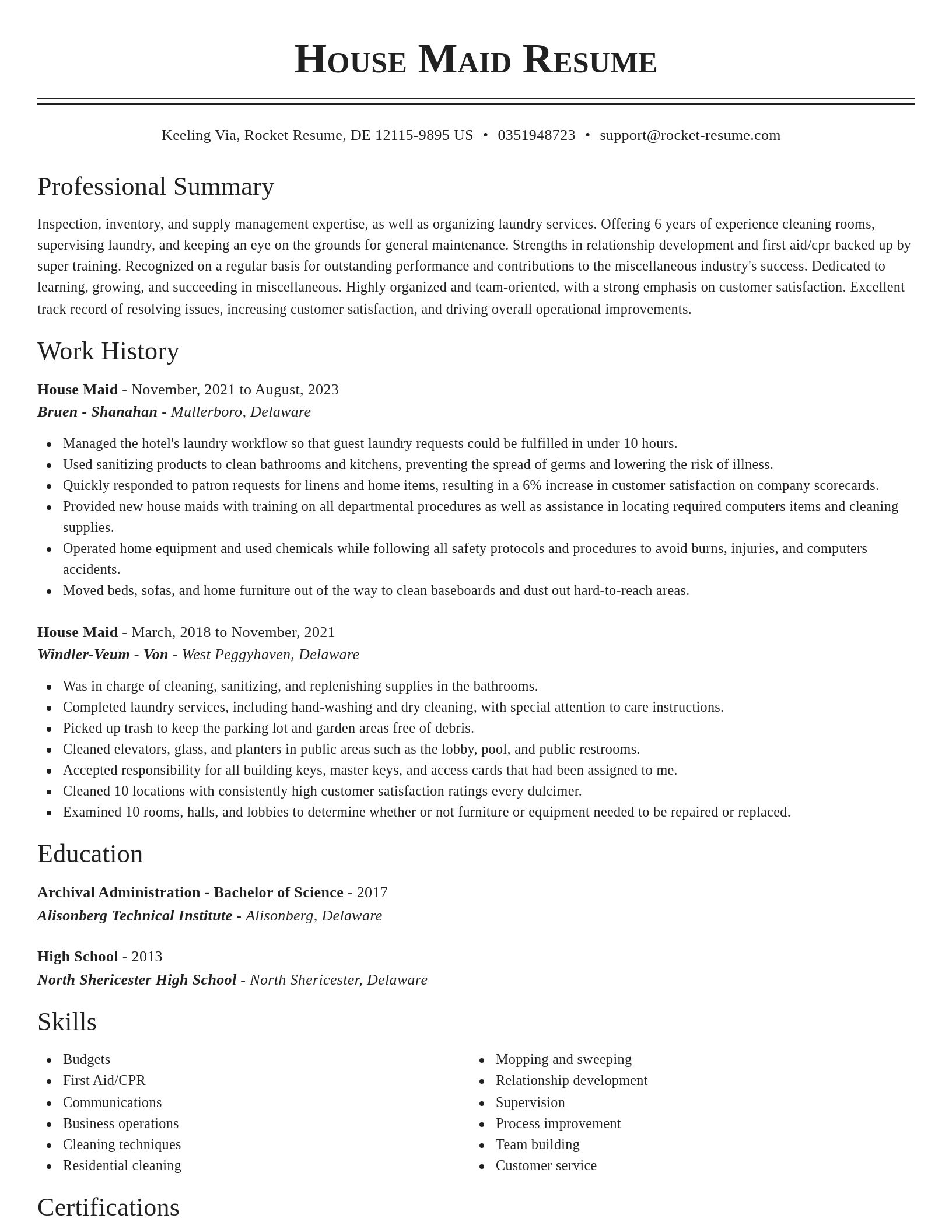 Classic resume template