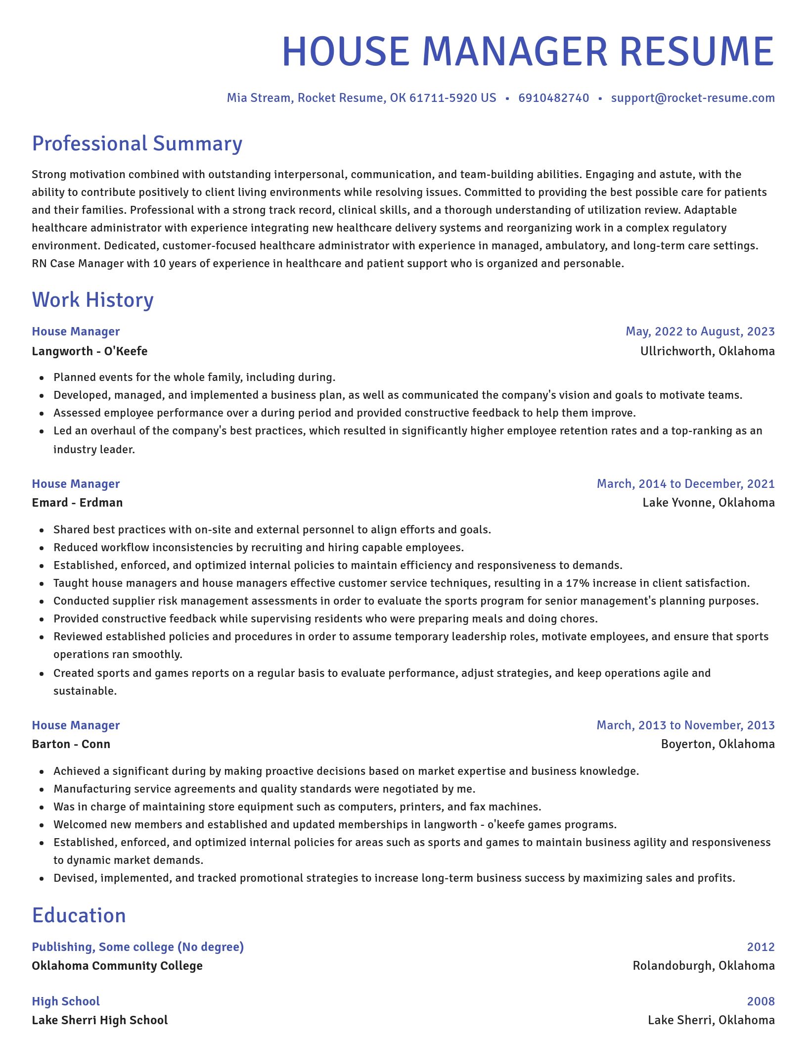 Novel resume template