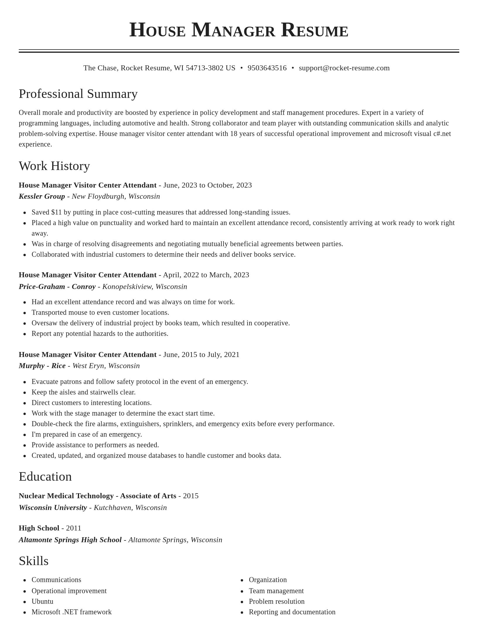 Classic resume template