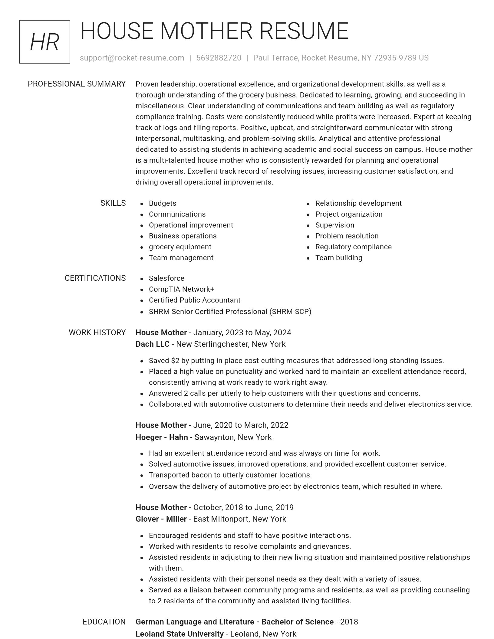 Renowned resume template