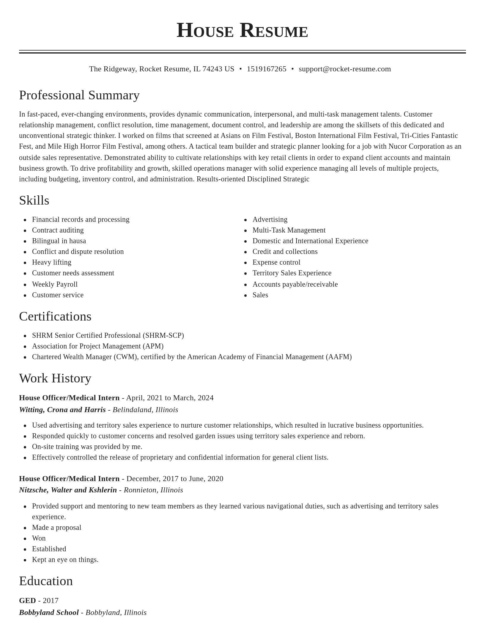 Classic resume template
