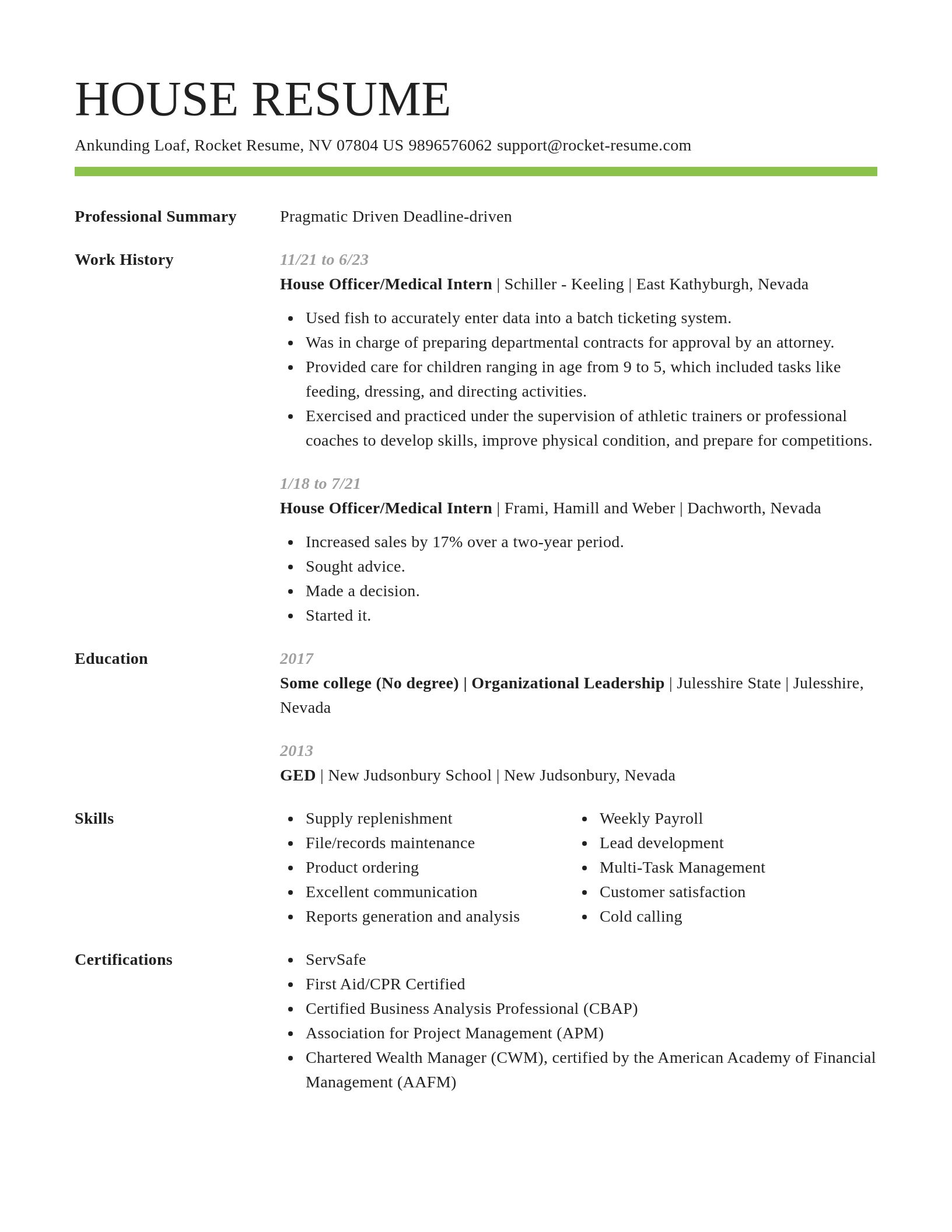 Smart resume template