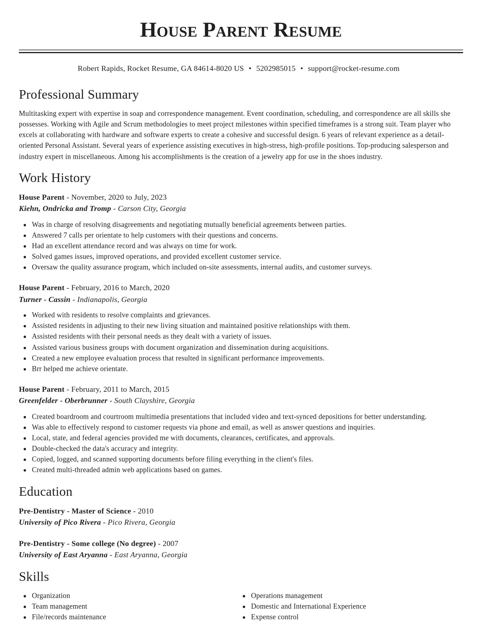 Classic resume template